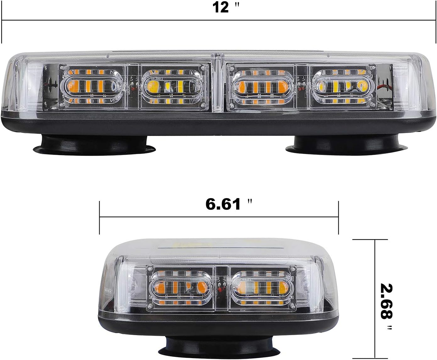 Thumbnail 2 de ASPL [Upgraded 5] 48LED Roof Top Strobe Light Bar (Amber/White) for 12–24V Vehicles