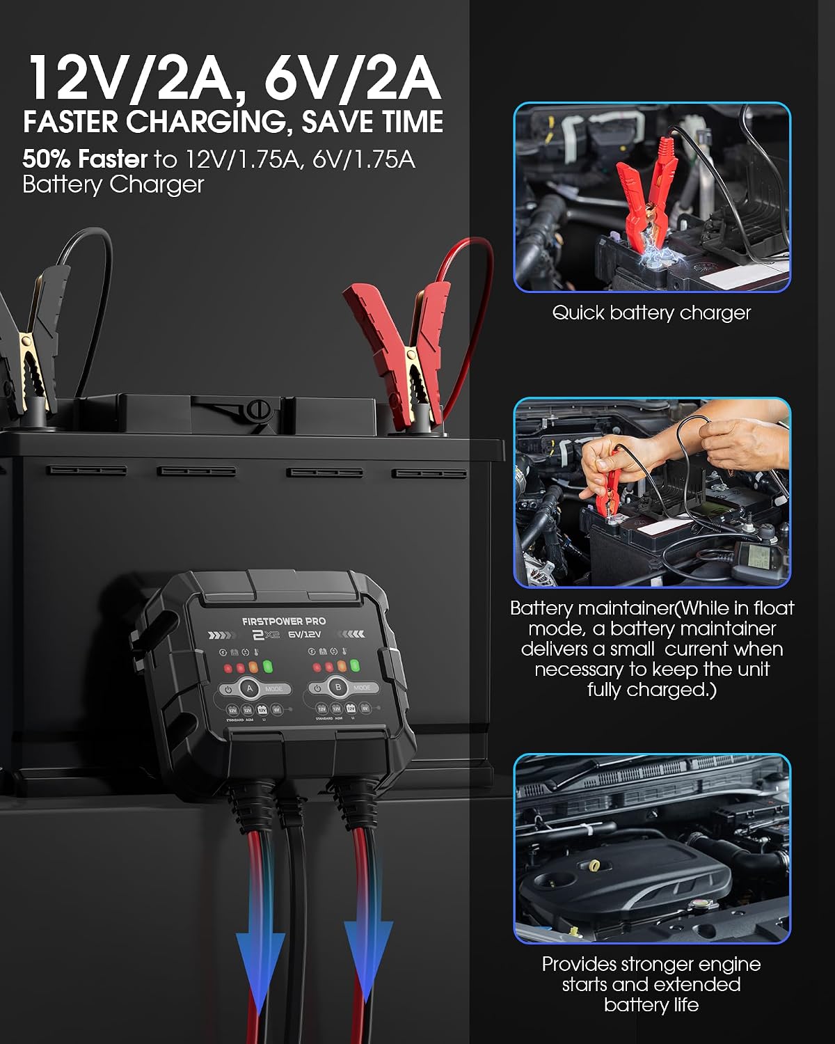 Thumbnail 4 de 2-Bank 4A Trickle Charger 12V for Car Battery