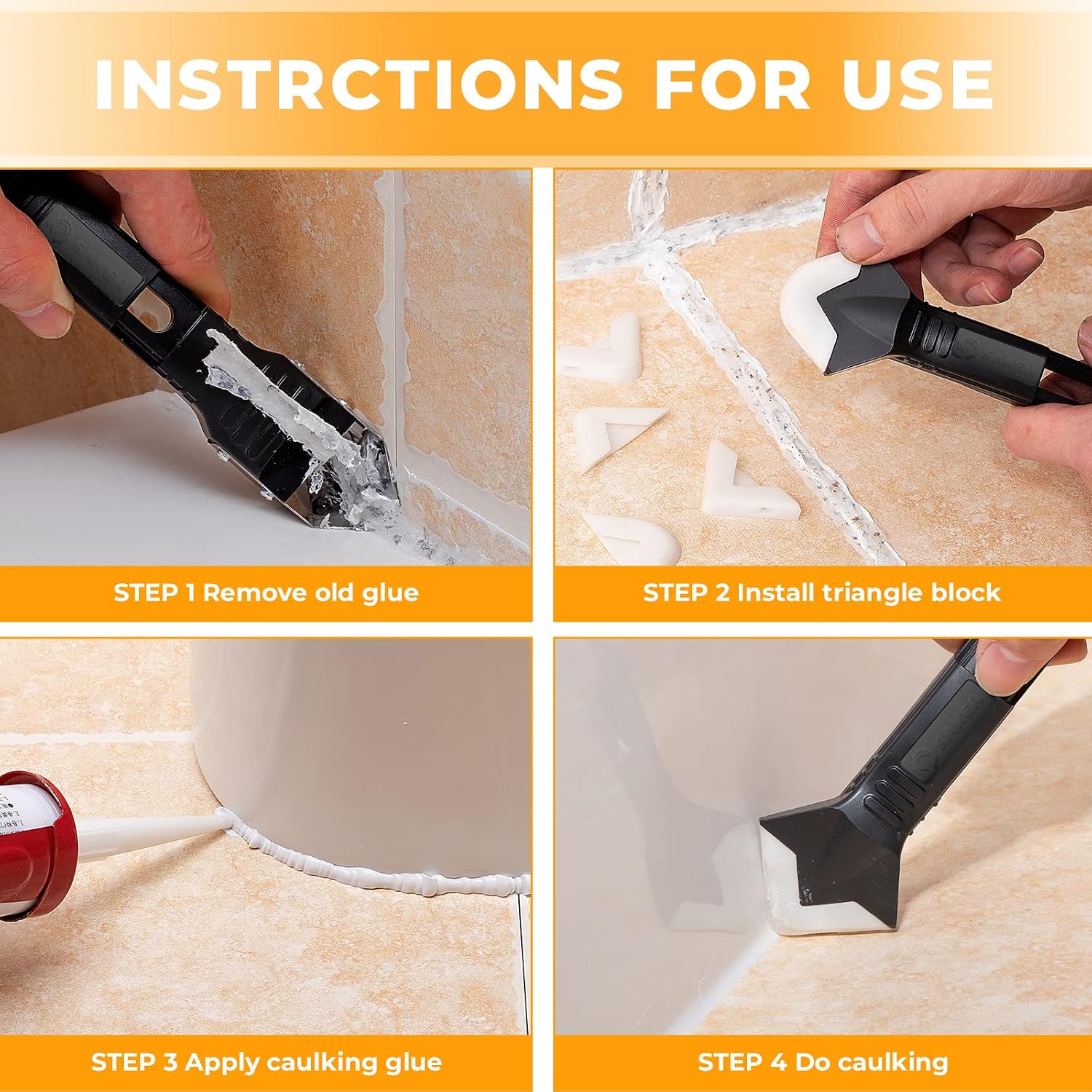 Detalle 2 de Saker SAK4609 3-in-1 Caulking Tool Kit with Stainless Steel Blade