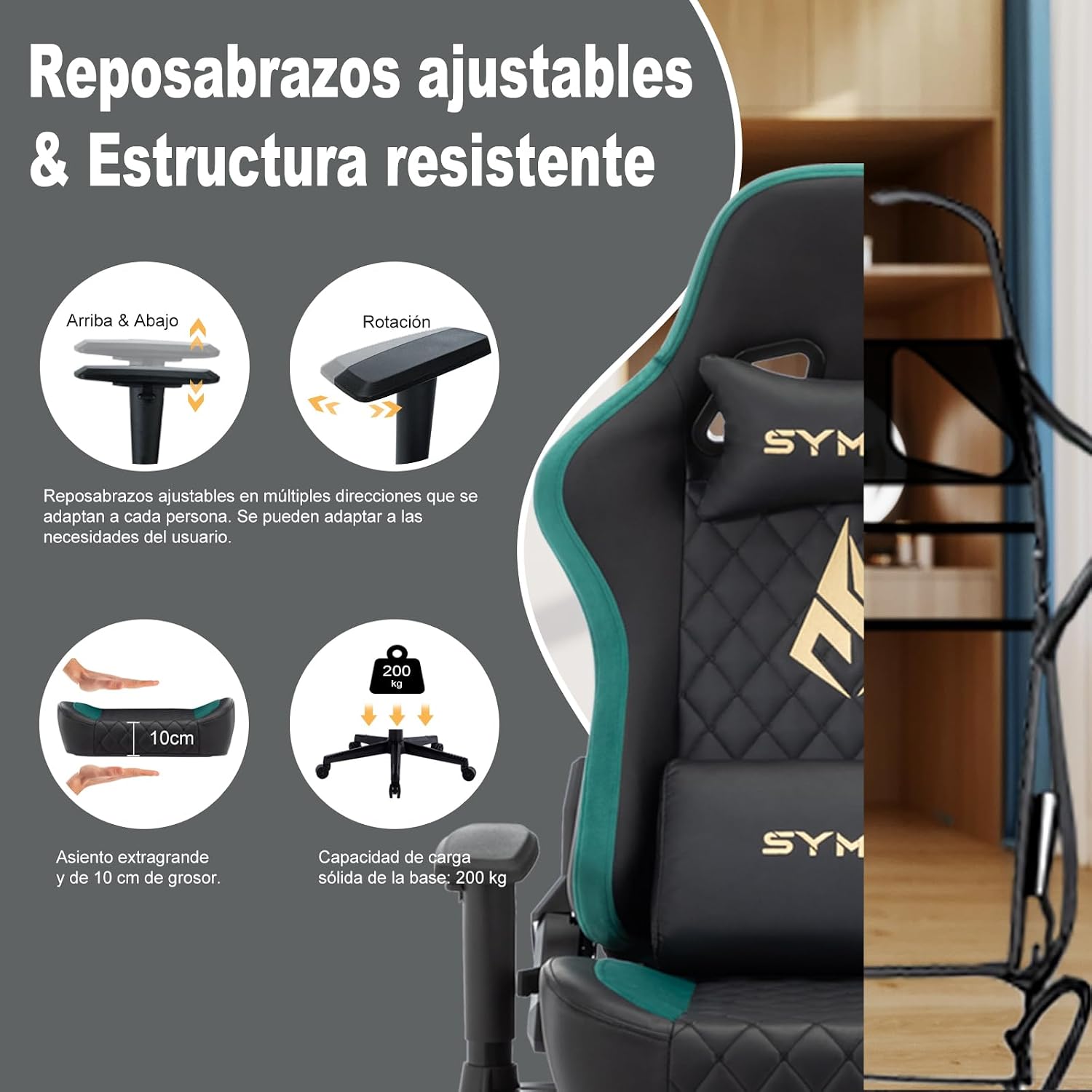Thumbnail 4 de Symino Chaise Gamer Ergonomique Fauteuil