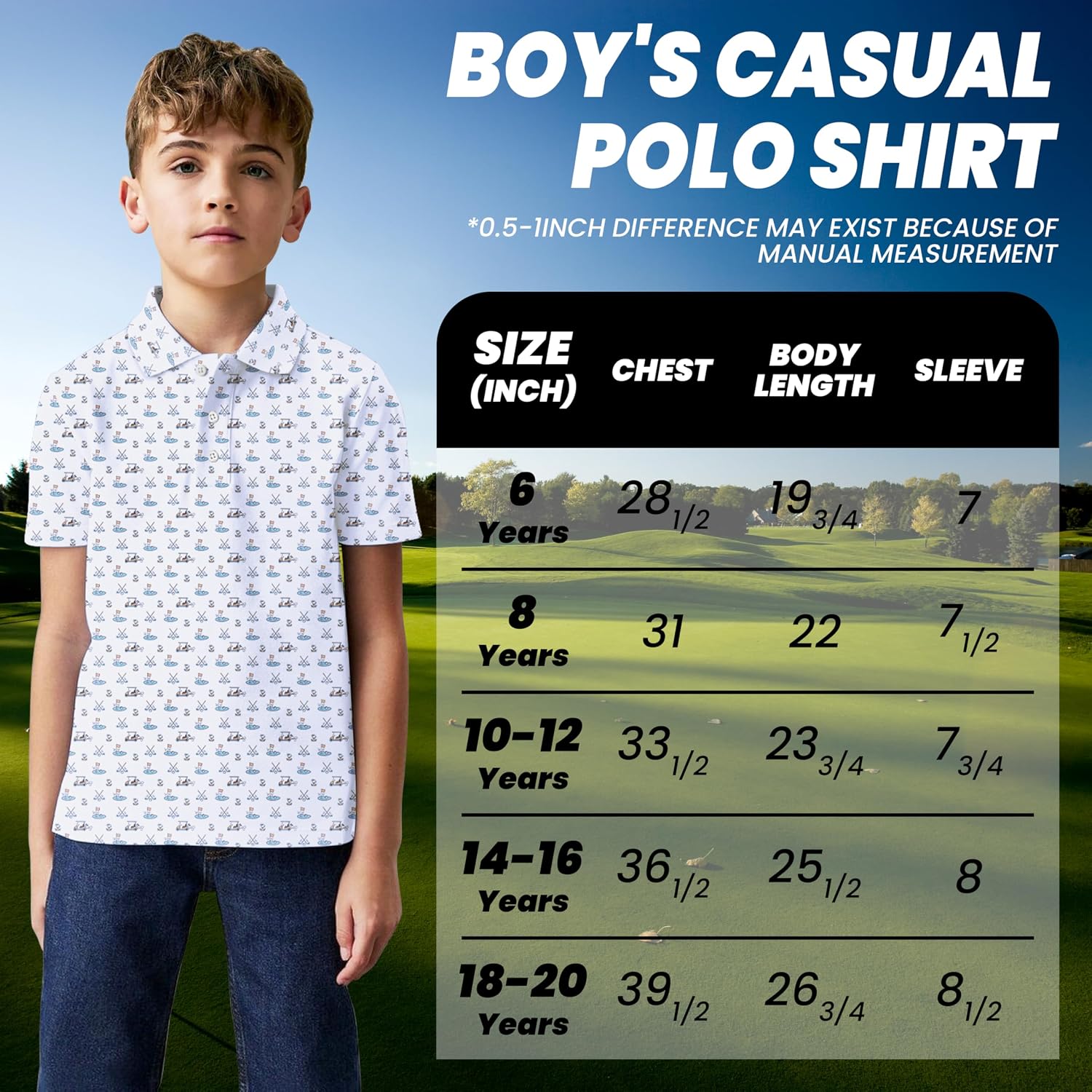 Thumbnail 6 de Boys Performance Polo Shirt (Short Sleeve) Dry Fit Stretch Funny Print