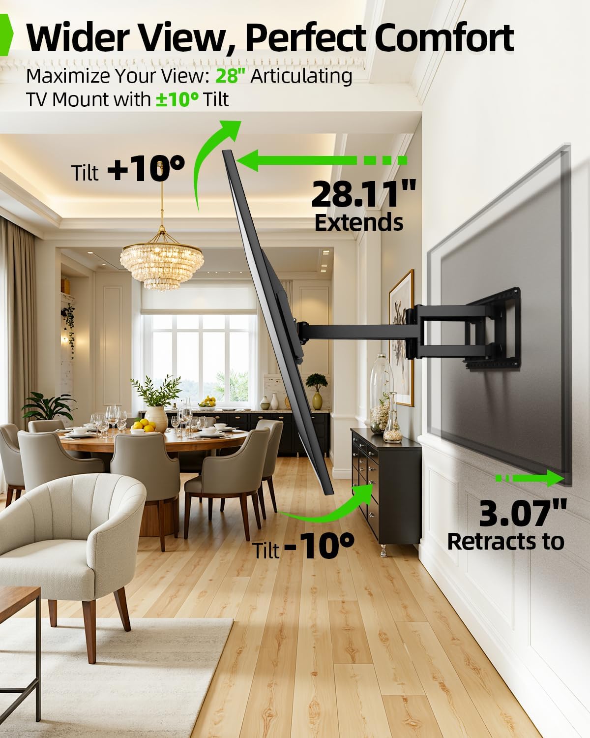 Detalle de USX MOUNT Full-Motion TV Wall Mount, 28-Inch Extension