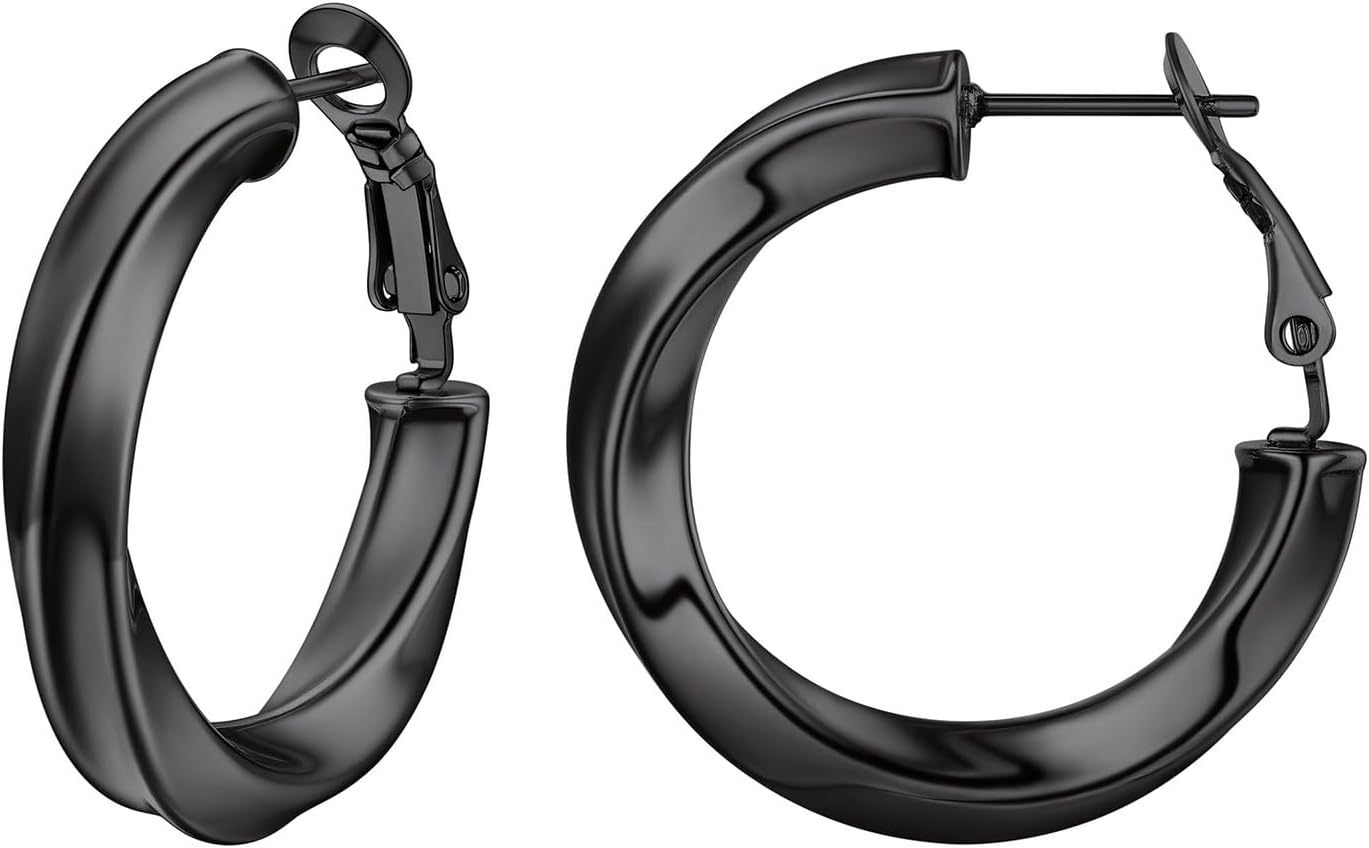 Detalle de PROSTEEL Orecchini a Cerchio Vuoto 30/40/60/80 mm – Oversize Y2K con Collonna di Torsione