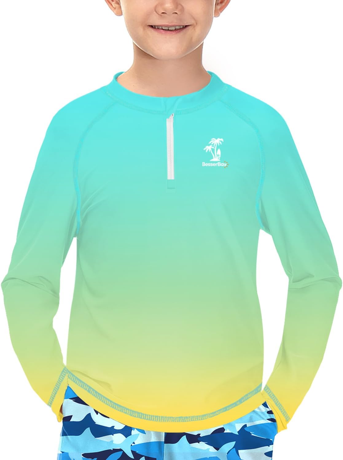 Thumbnail 6 de BesserBay Jungen UV Shirt 1/4 Zip Langarm Stehkragen UPF 50+ Rash Guard, Größen 110–150