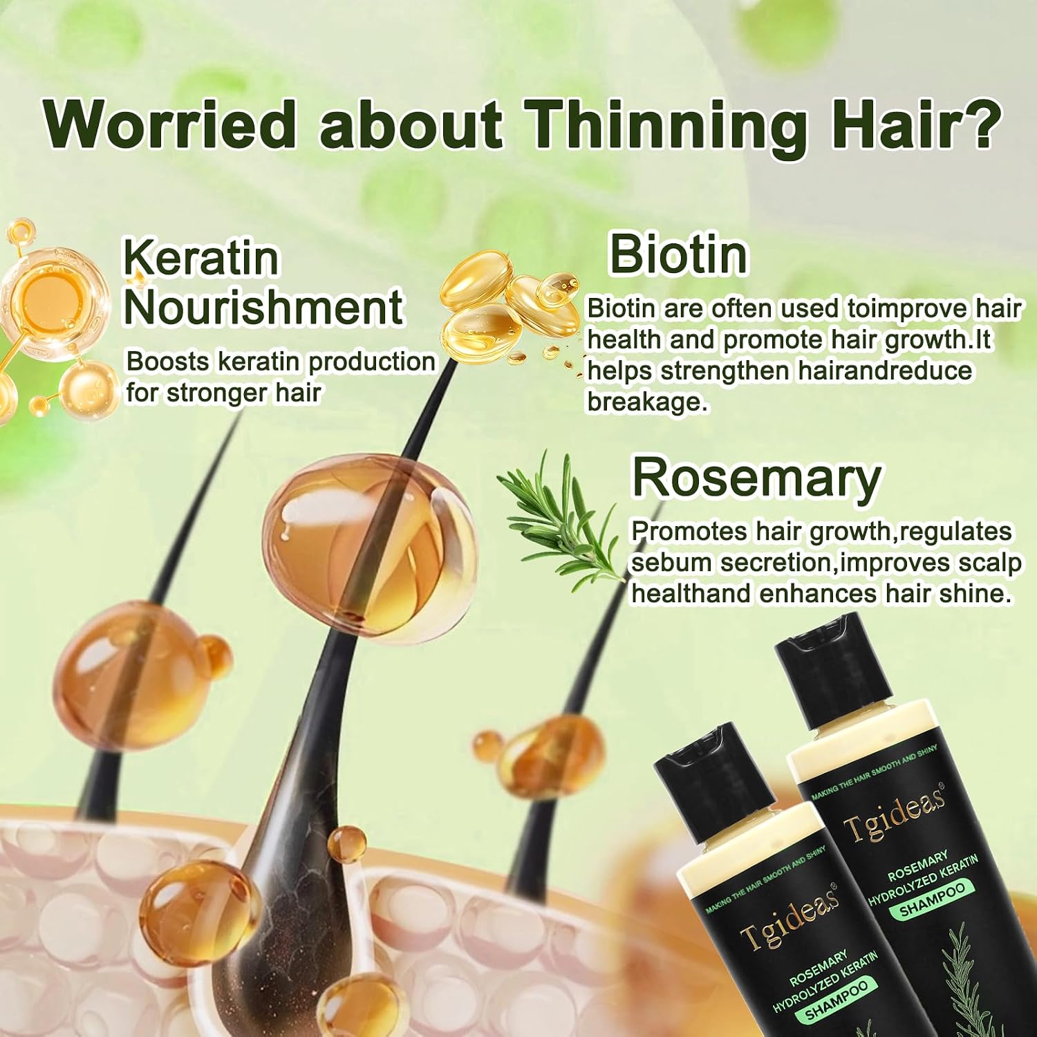 Thumbnail 4 de Tgideas Anti-Hair Loss Volumizing Shampoo with Biotin & Rosemary for Thinning Hair