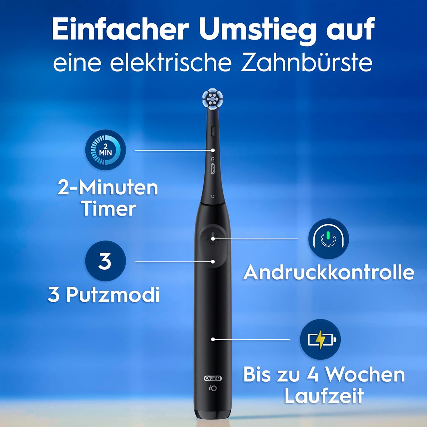 Detalle de Oral-B iO Series 2 Elektrische Zahnbürste – Doppelpack (Schwarz/Pink) mit 2 Aufsteckbürsten und Reise-Etui