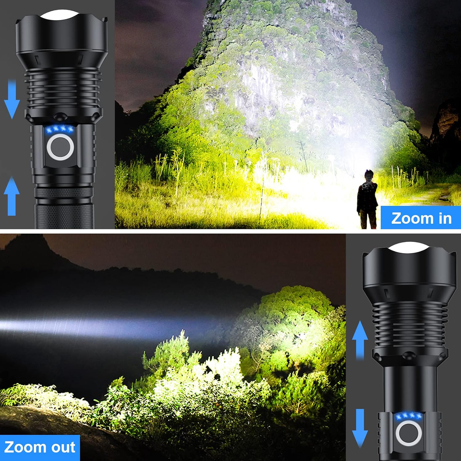 Detalle de MILAOSHU Rechargeable Flashlights, 2-Pack