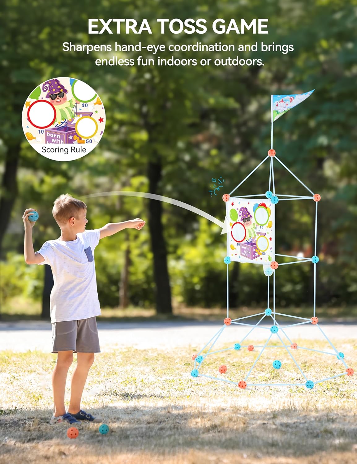 Detalle 2 de besrey Kids Fort Building Kit & Den Building Kit (133 pcs) with Toss Game