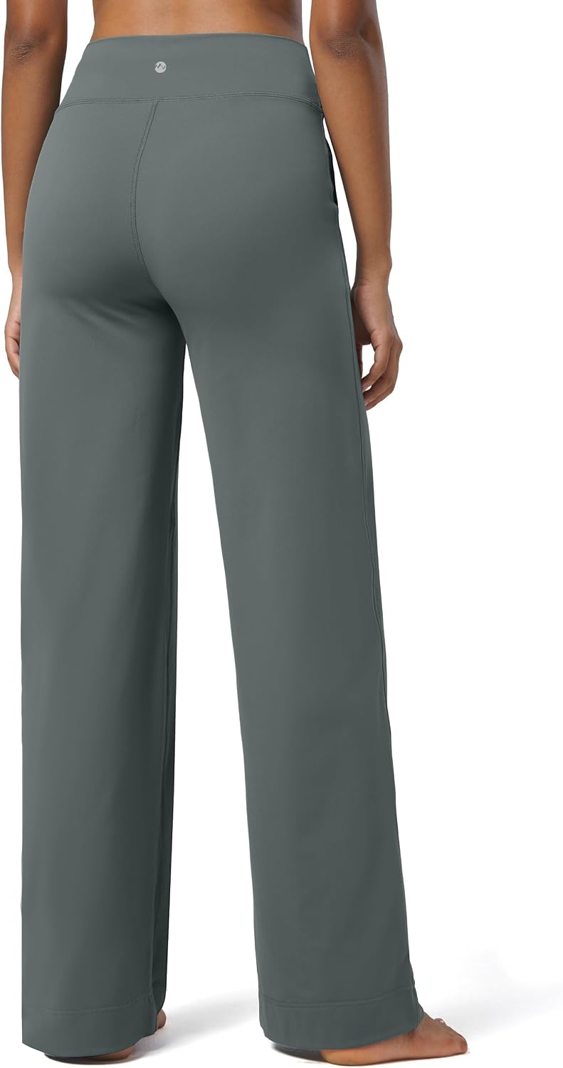 Detalle de WILLIT Damen Trainingshose mit Hoher Taille – weites Bein, 4‑Wege Stretch, Taschen