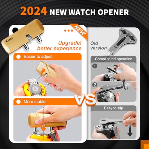 Detalle de Kit Riparazione Orologiaio JOREST 2024: Set multifunzione per sostituzione batteria, fondelli e cinturini