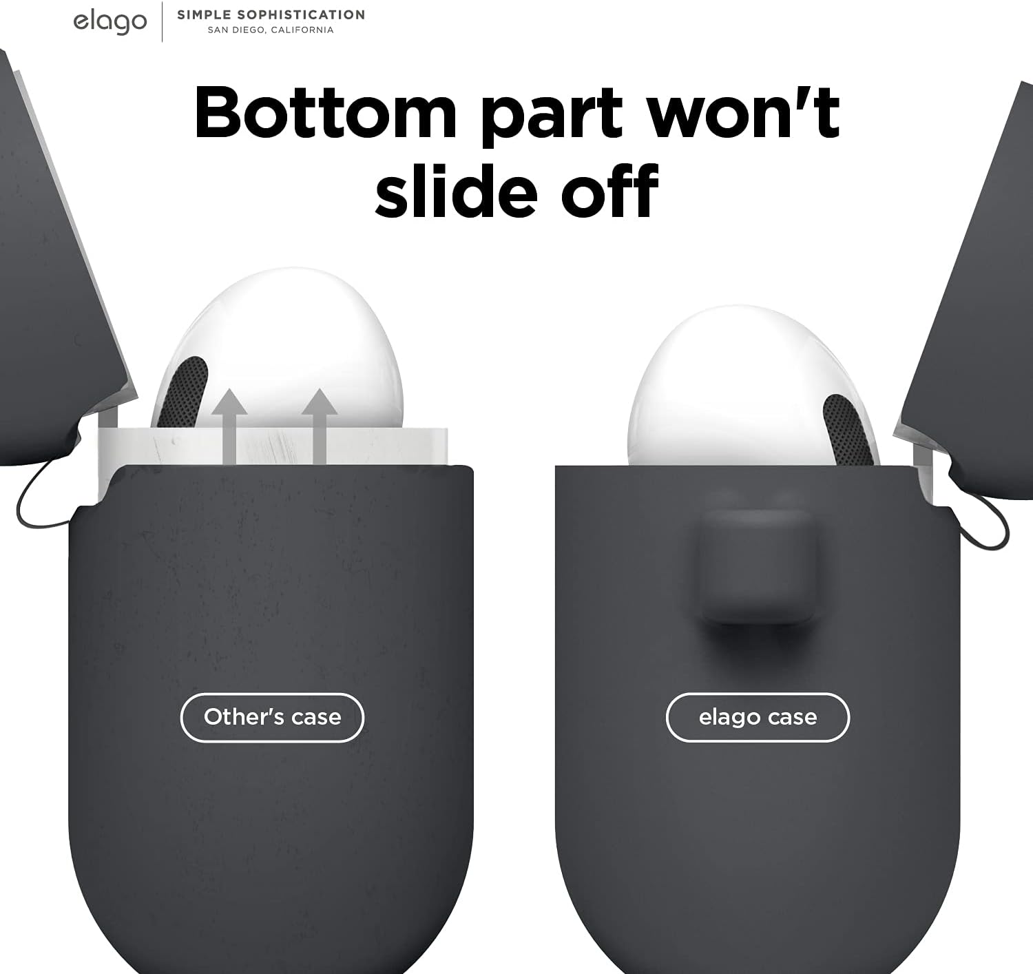 Detalle de elago Coque en silicone avec mousqueton pour AirPods 3 (gris foncé) — protection antichoc et charge sans fil