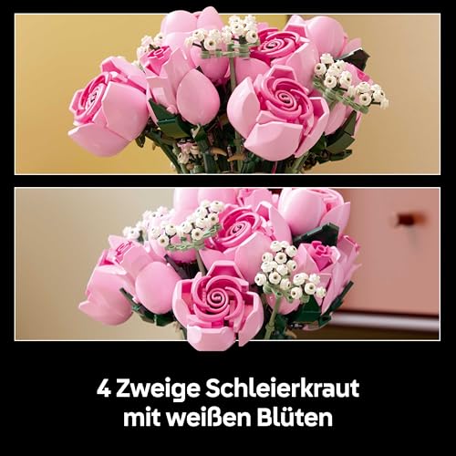 Detalle de LEGO Botanicals Rosa Rosenstrauß 10374 – Kunstblumen DIY-Deko für Erwachsene