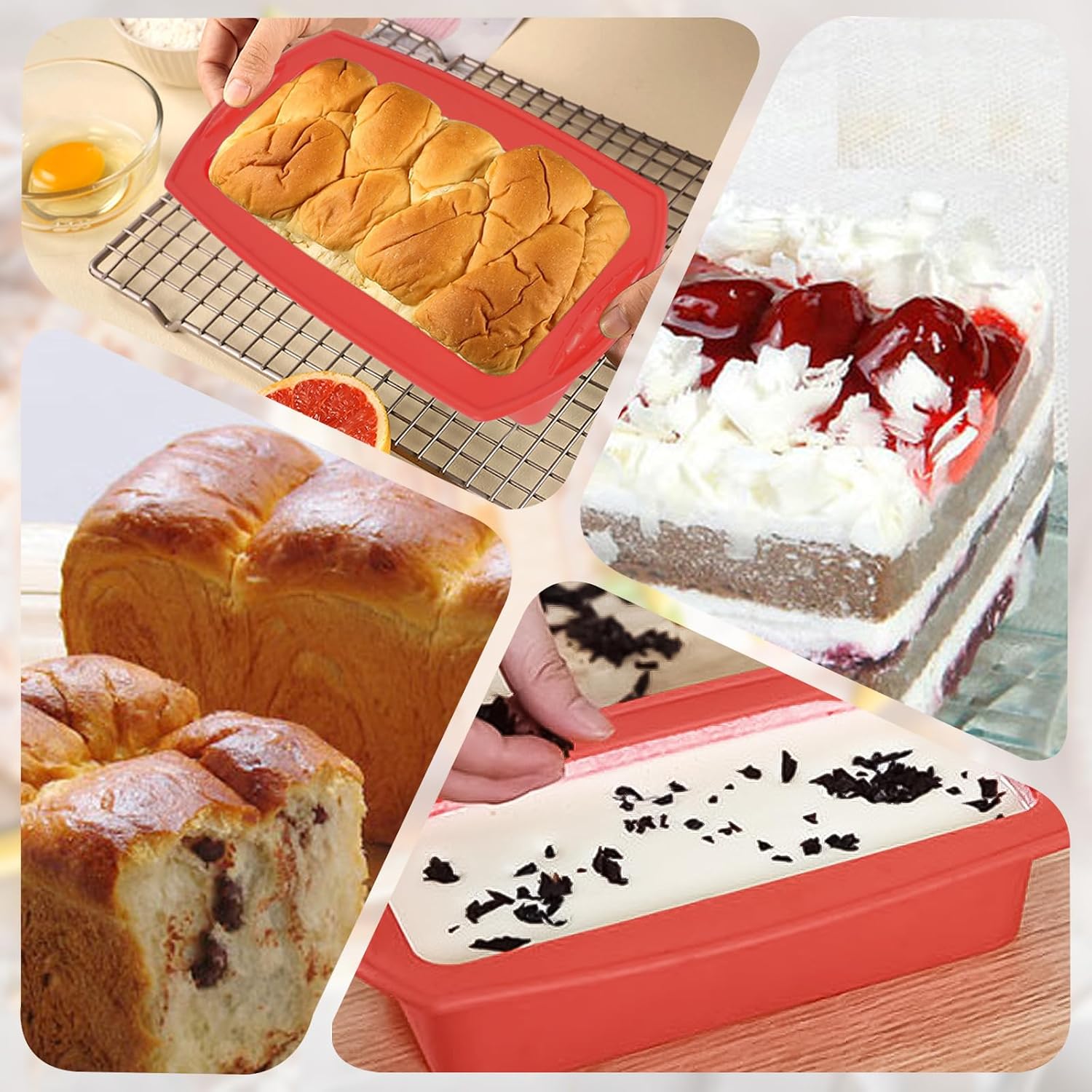 Thumbnail 6 de CRITIVE-S Silicone Bread Loaf Tin Set (2 Pieces) with Oil Brush & Spatula