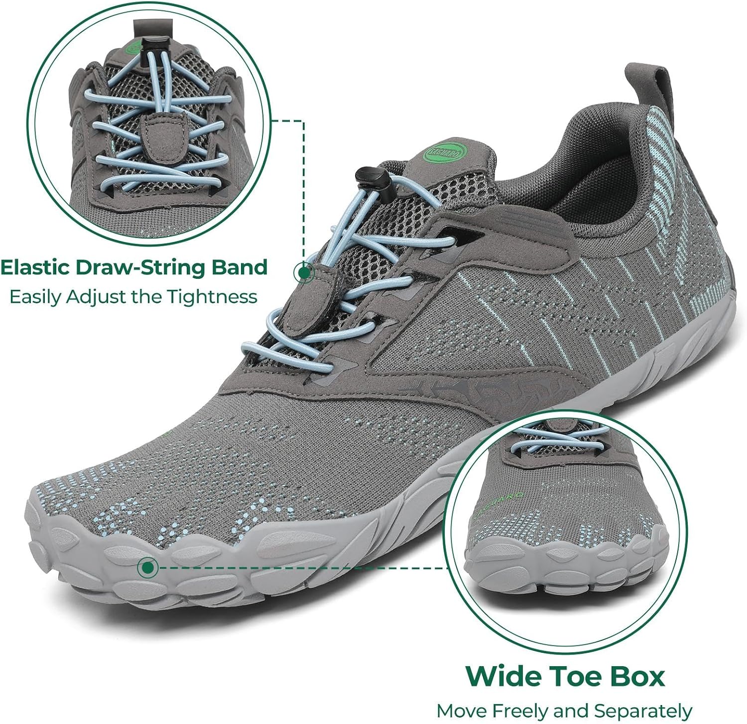 Detalle 2 de SAGUARO Barfußschuhe mit breiter Zehenbox und Zero-Drop Sohle (Gr. 35–48)