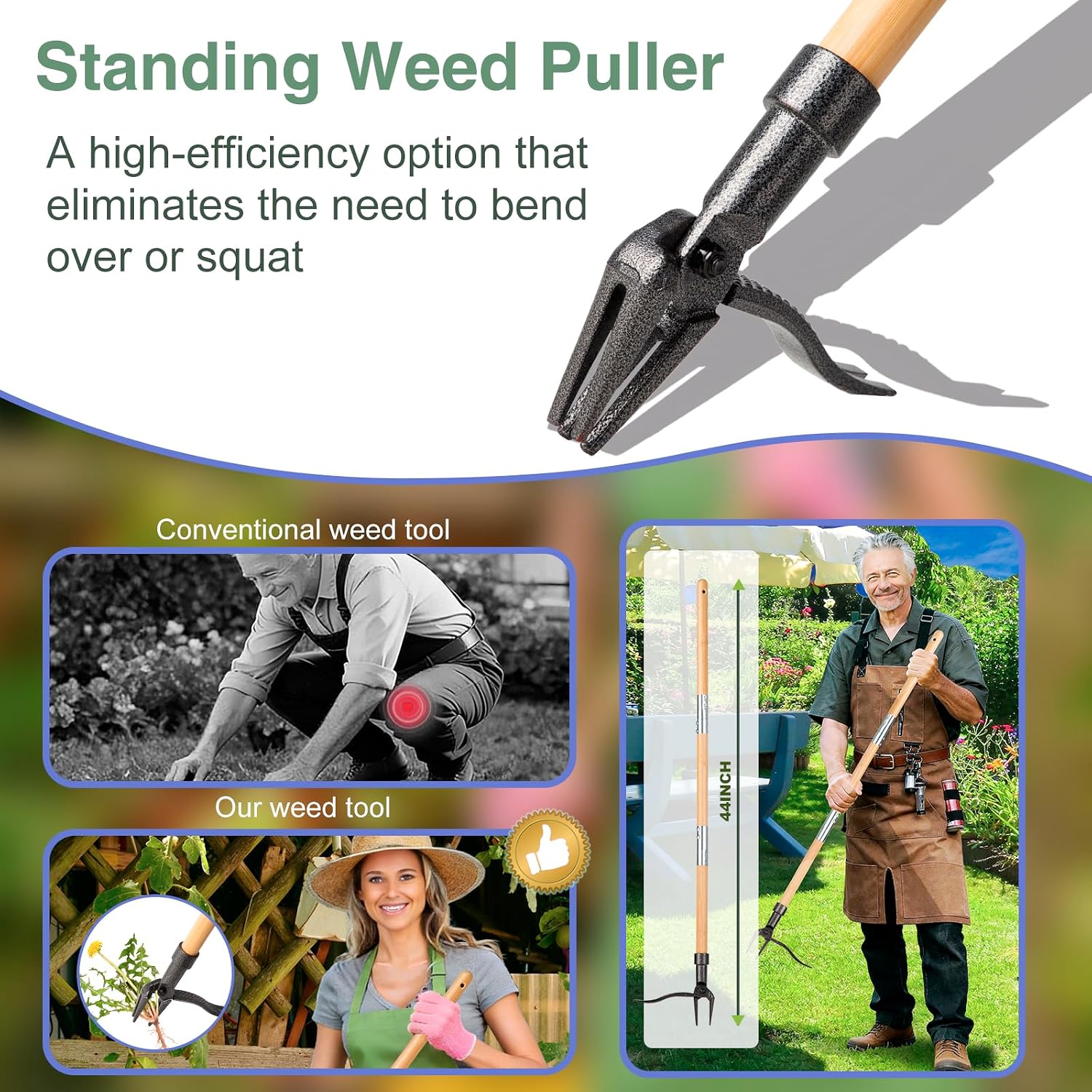 Thumbnail 3 de CRAFTZONE Long-Handled Weeder with 4-Prong Head and 3-Section Telescoping Shaft
