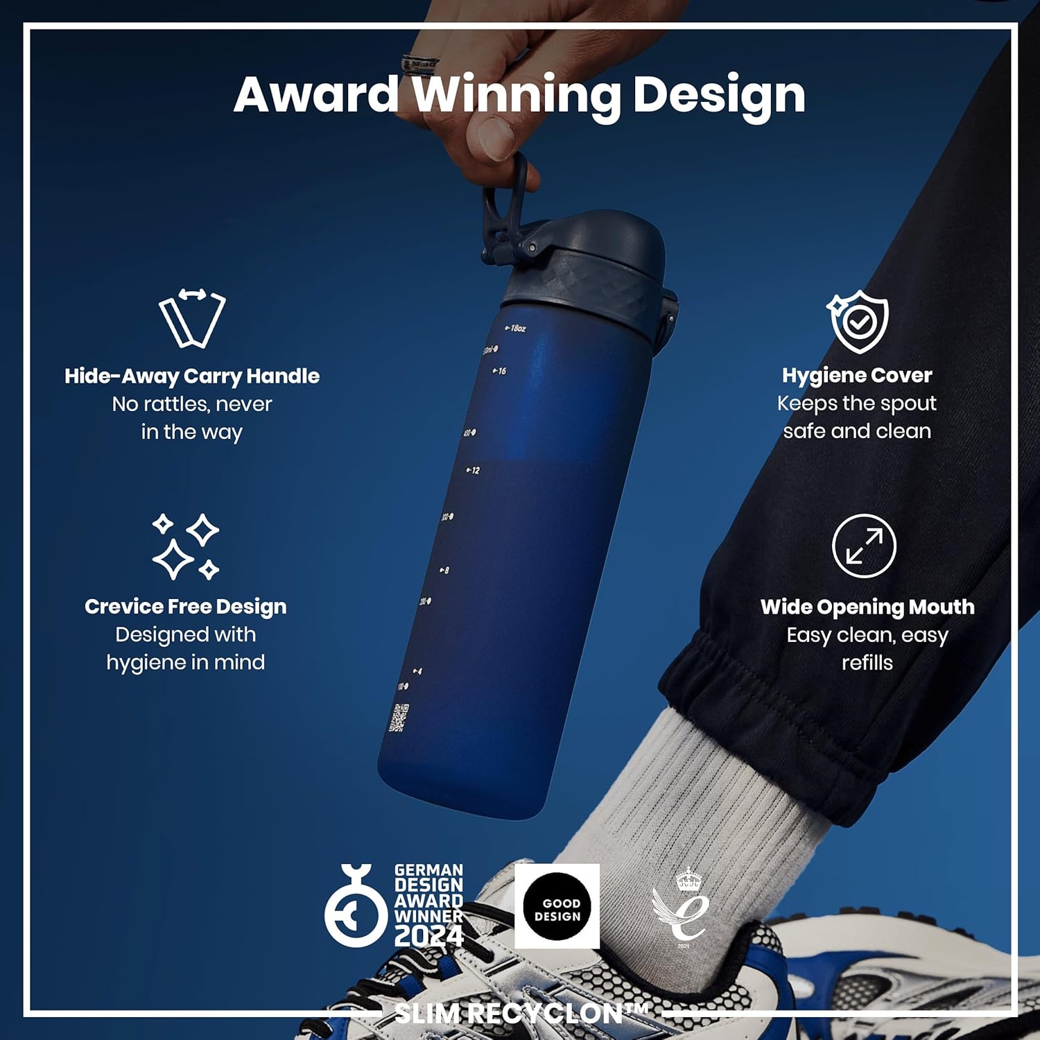 Thumbnail 5 de Ion8 Water Bottle 500 ml / 18 oz – Leak-Proof, BPA Free, Navy