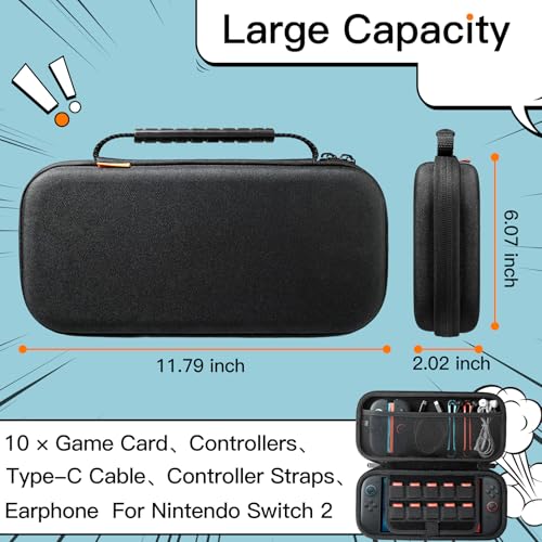 Detalle 2 de JETech Schutztasche für Nintendo Switch 2 (2025) – Schwarz