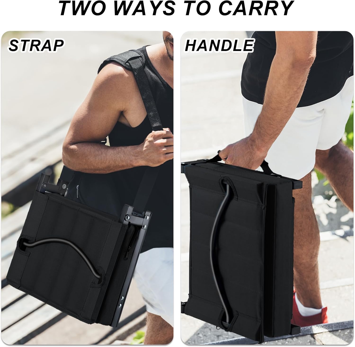 Thumbnail 4 de Aliphon Stadium Seat for Bleachers (2-Pack) with Back Support, Cushion, Cup Holder & Shoulder Strap, Black