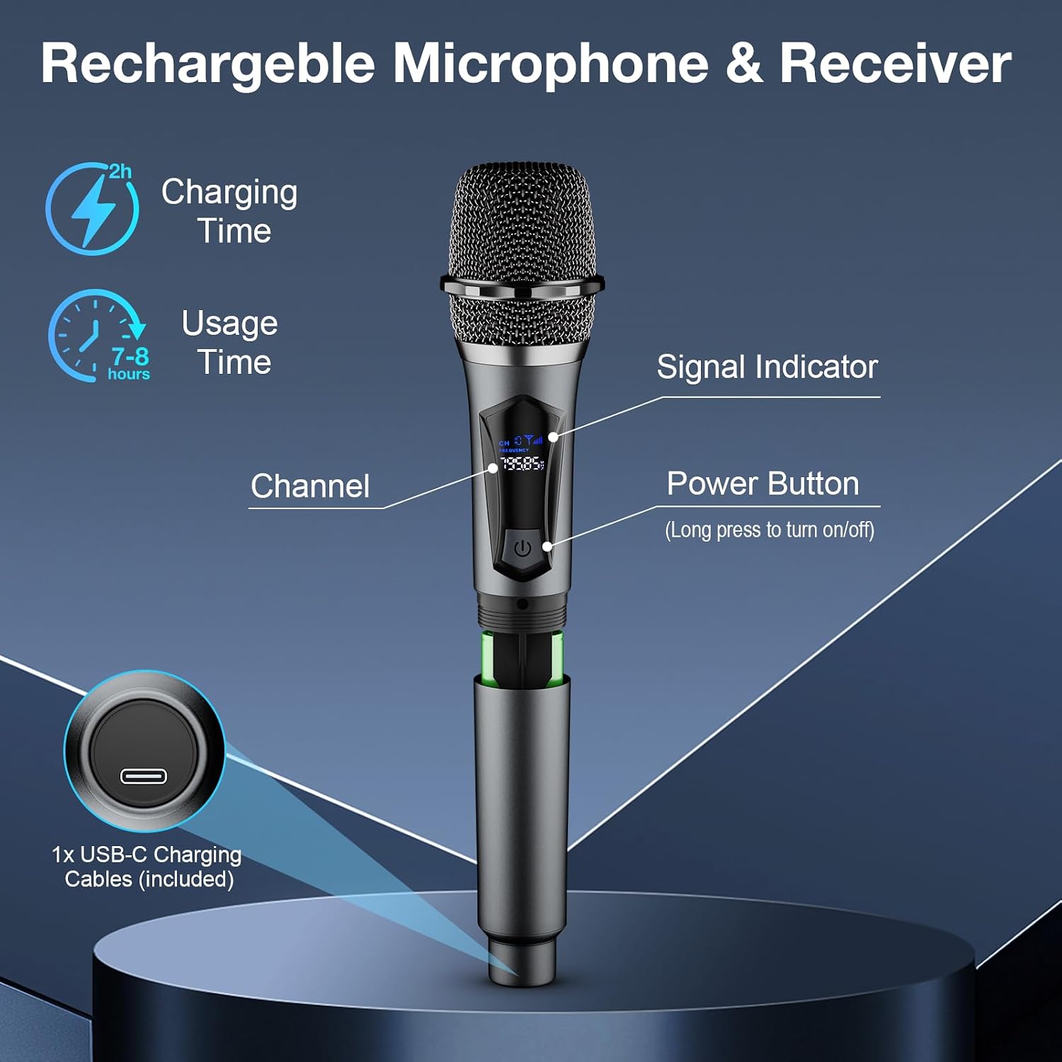 Thumbnail 6 de oxxyeeKS HD30 Dual Wireless Microphone System with Rechargeable Mics
