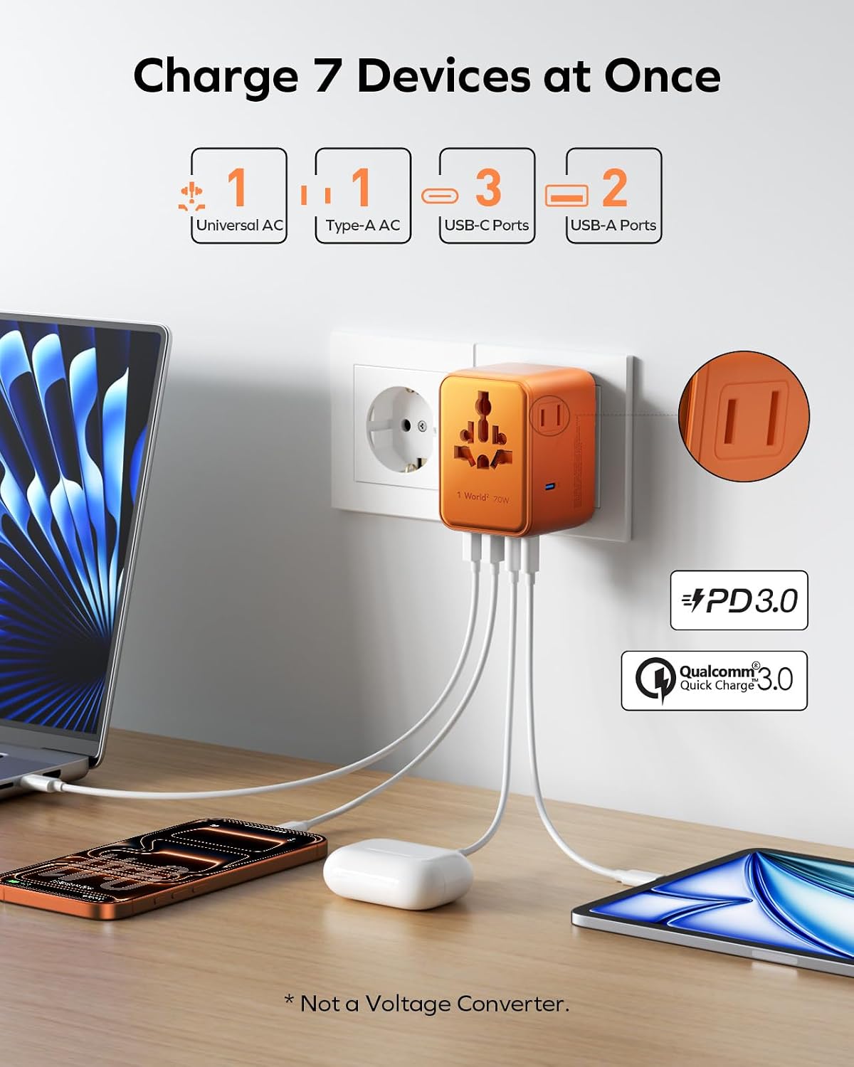 Detalle 2 de MOMAX Universal Travel Adapter 70W