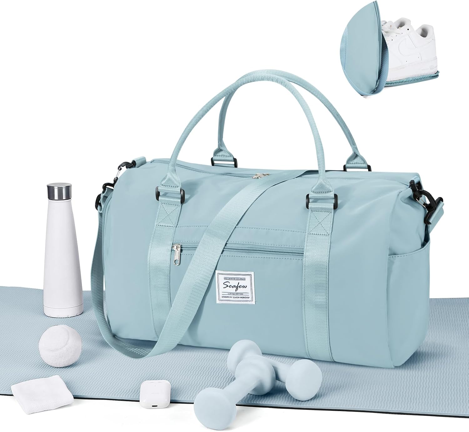 Detalle de WEPLAN Sport Duffel Bag Himmelblau 46x25x28 cm