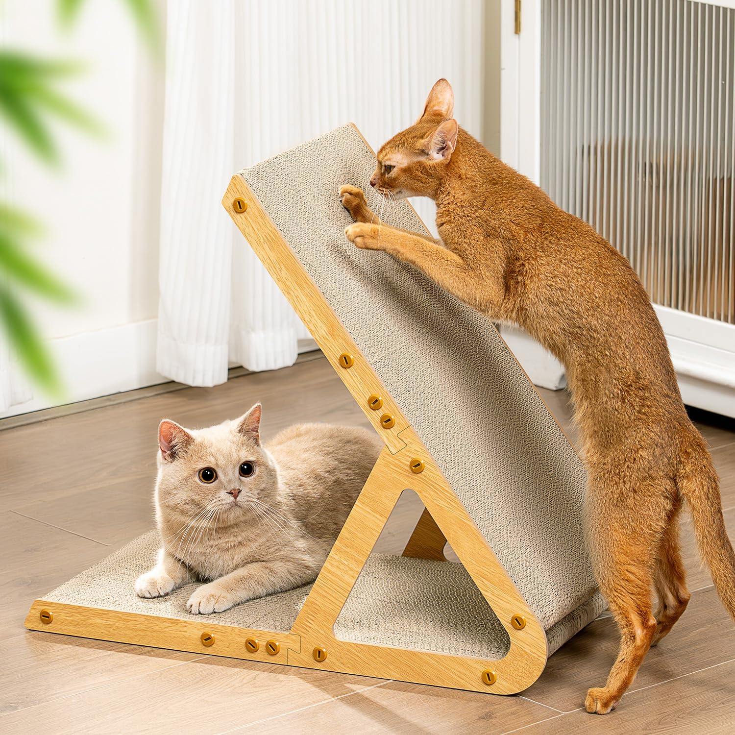 Detalle de Conlun A-Frame Cat Scratching Board (Dual-Sided Vertical/Horizontal Scratcher) for Indoor Kittens