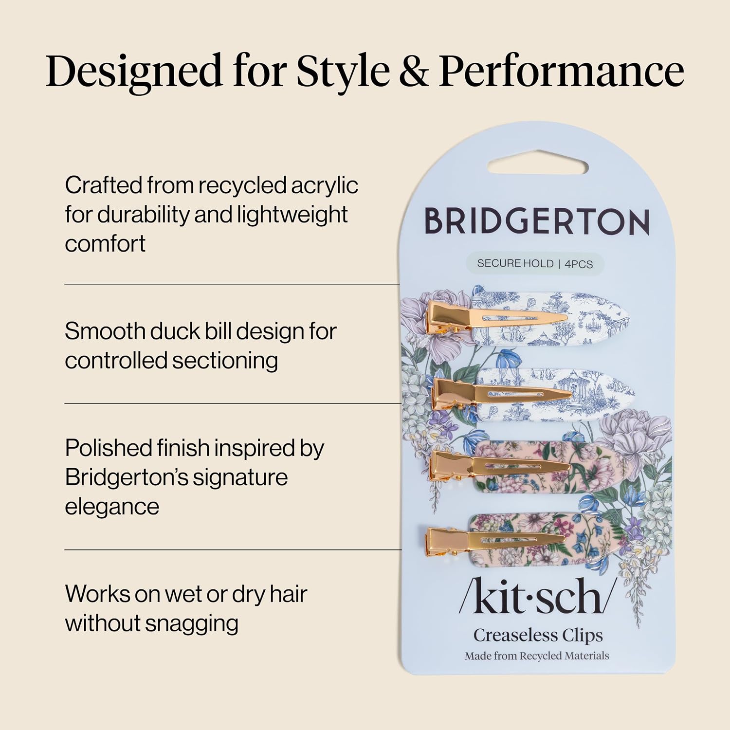 Detalle 2 de Bridgerton x Kitsch Creaseless Hair Clips 4pc