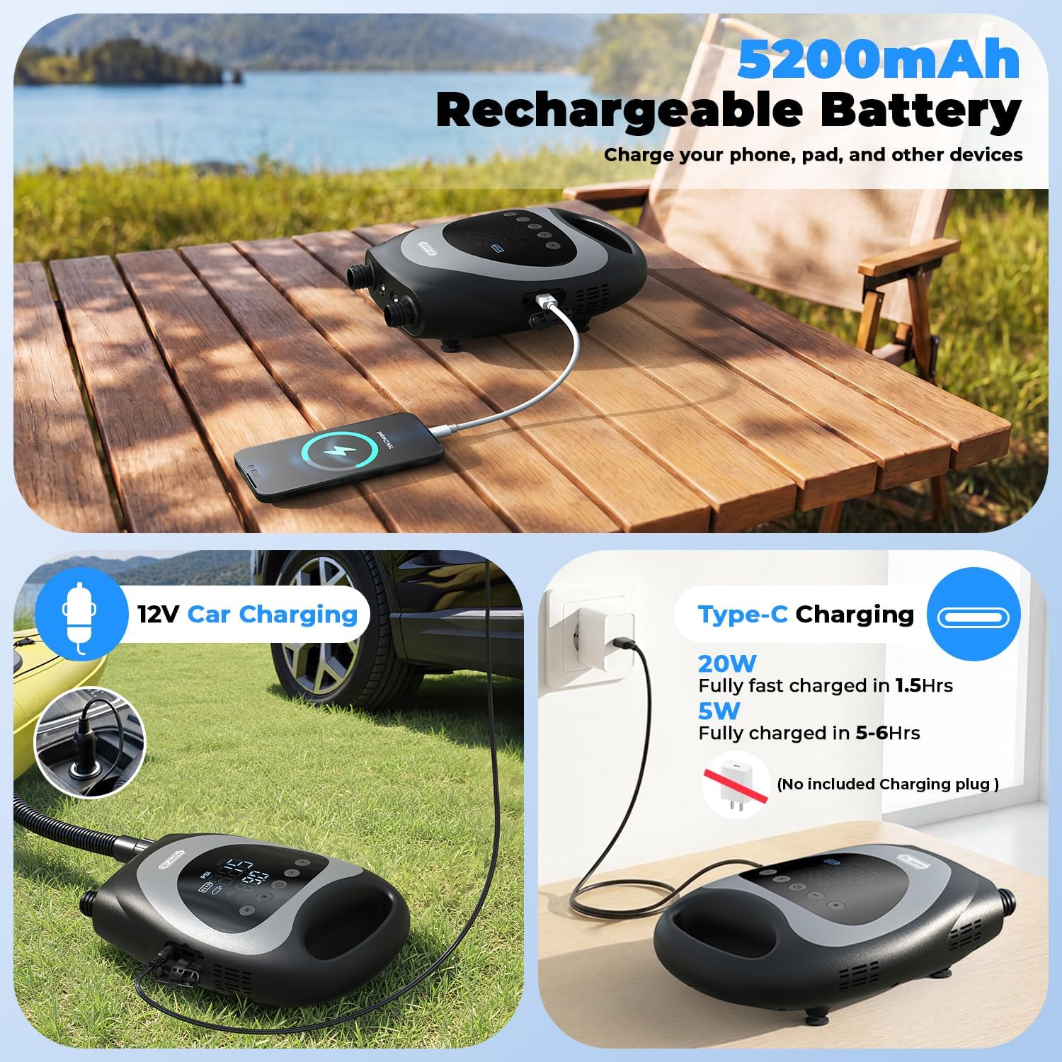 Detalle de Dr.meter 2026 Nuovo Upgrade Pompa SUP Elettrica 20 PSI: gonfiaggio rapido per SUP, Kayak e molto altro