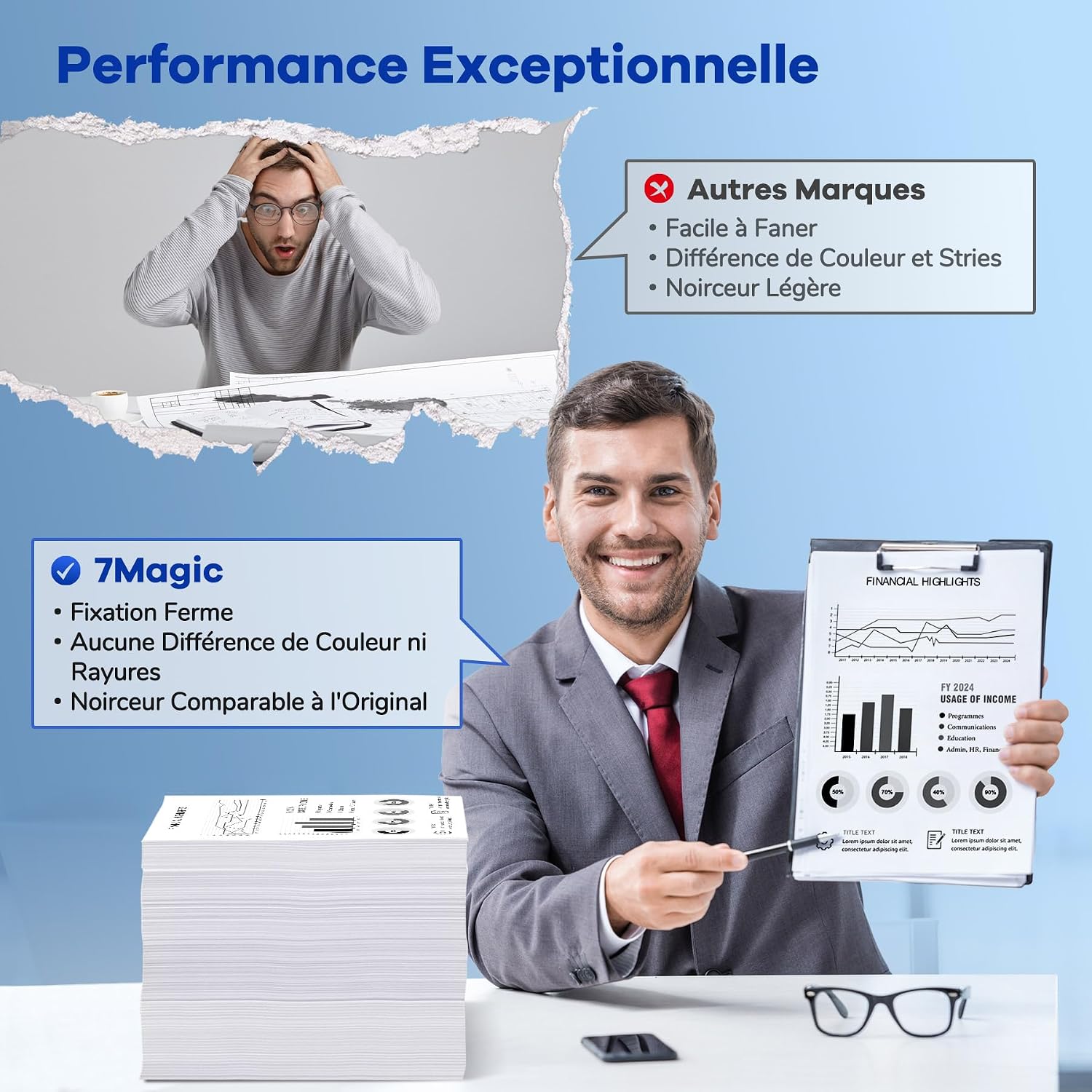 Detalle de 7Magic TN3480 Remplacement pour Brother TN3480 — Kit double noir, compatible HL et MFC