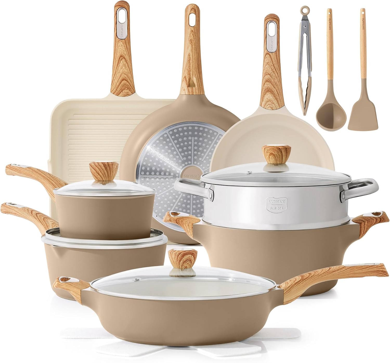 Detalle de SENSARTE 20-Piece Ceramic Cookware Set