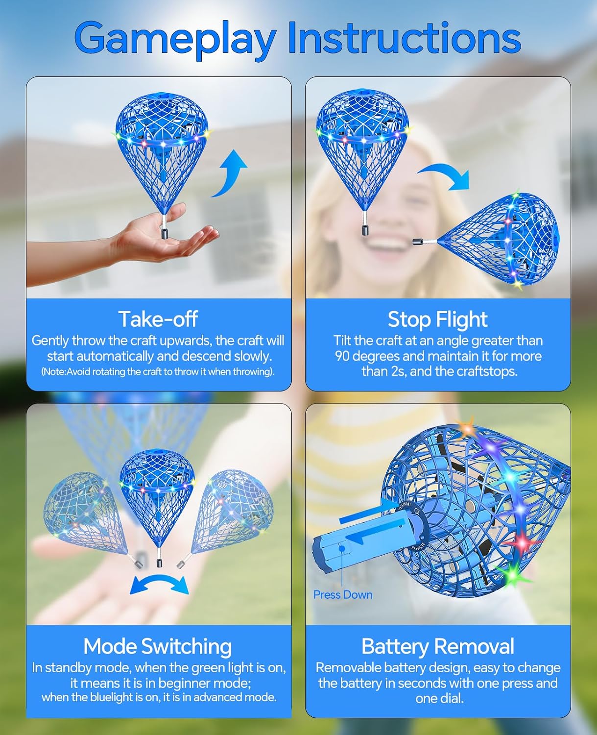 Thumbnail 3 de Flying Orb Ball Light-Up Hover Toy 3 Batteries