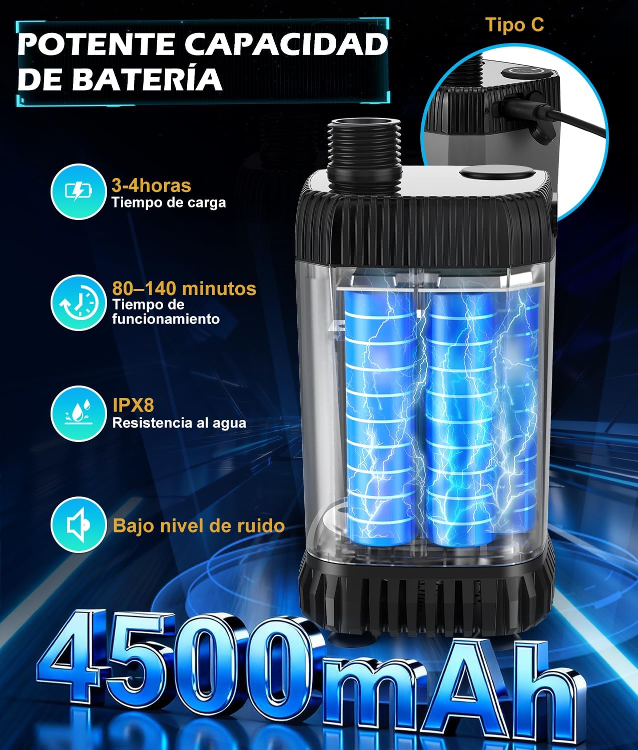 Detalle 2 de WADEO Ducha de Camping portátil 120 minutos