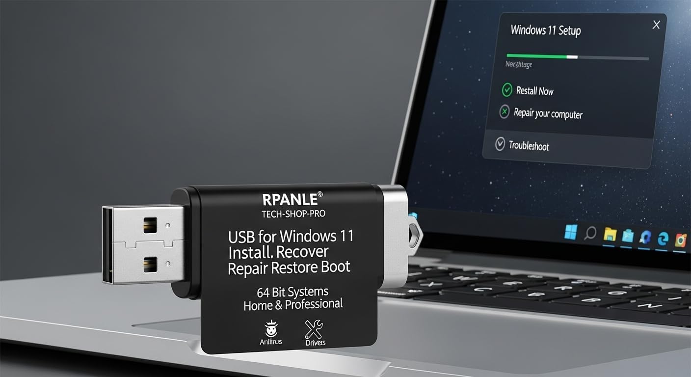 Detalle 2 de Tech-Shop-pro USB Recovery & Windows 11 Pro Install Drive with Key Included