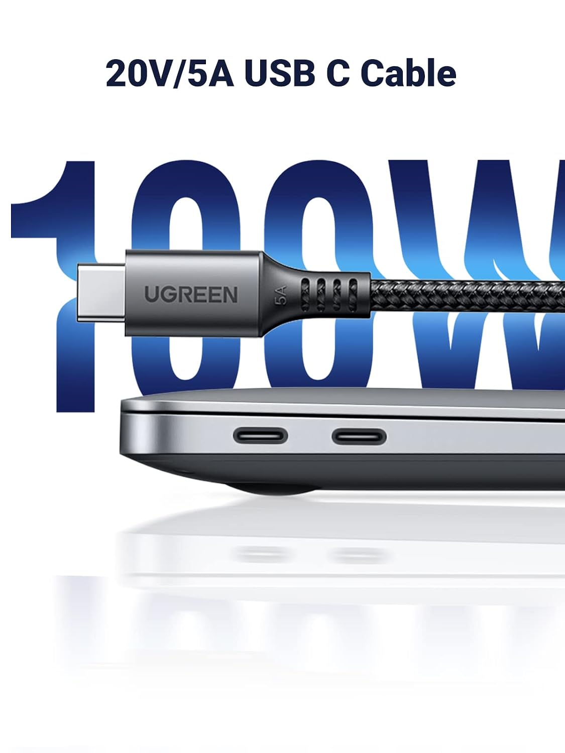 Detalle 2 de UGREEN 90818 USB-C to USB-C Cable, 100W, 2m, Nylon