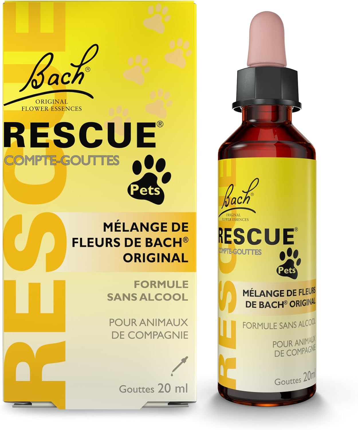 Detalle de Rescue Pets Compte-Gouttes: La sérénité pour animaux de compagnie, Vegan, flacon 10 ml