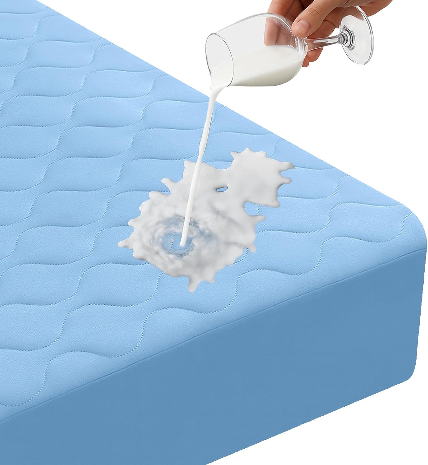 Detalle de Ystyle protège-matelas imperméable 160x190 cm matelassé avec bonnnet jusqu’à 30 cm et élastique tout autour