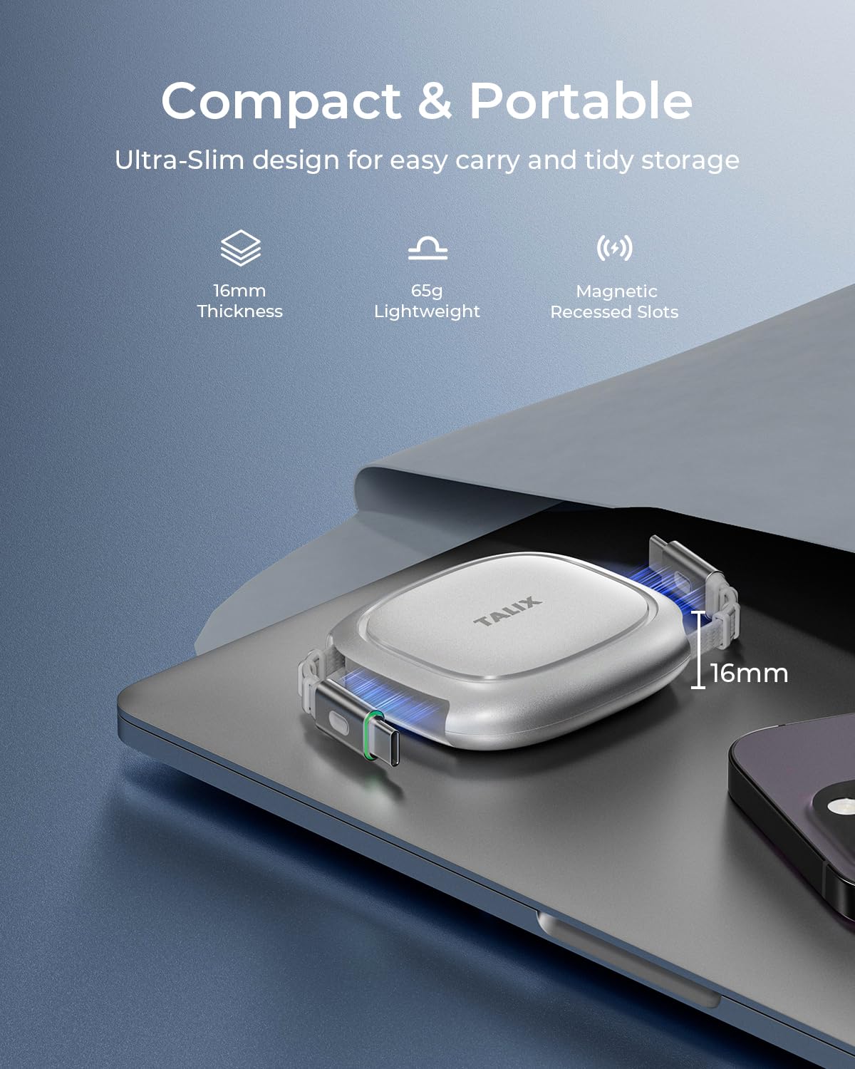Thumbnail 3 de TALIX 240W Retractable USB-C Cable — PD 3.2, E-Marker, 480Mbps Data, Anti-Tangle