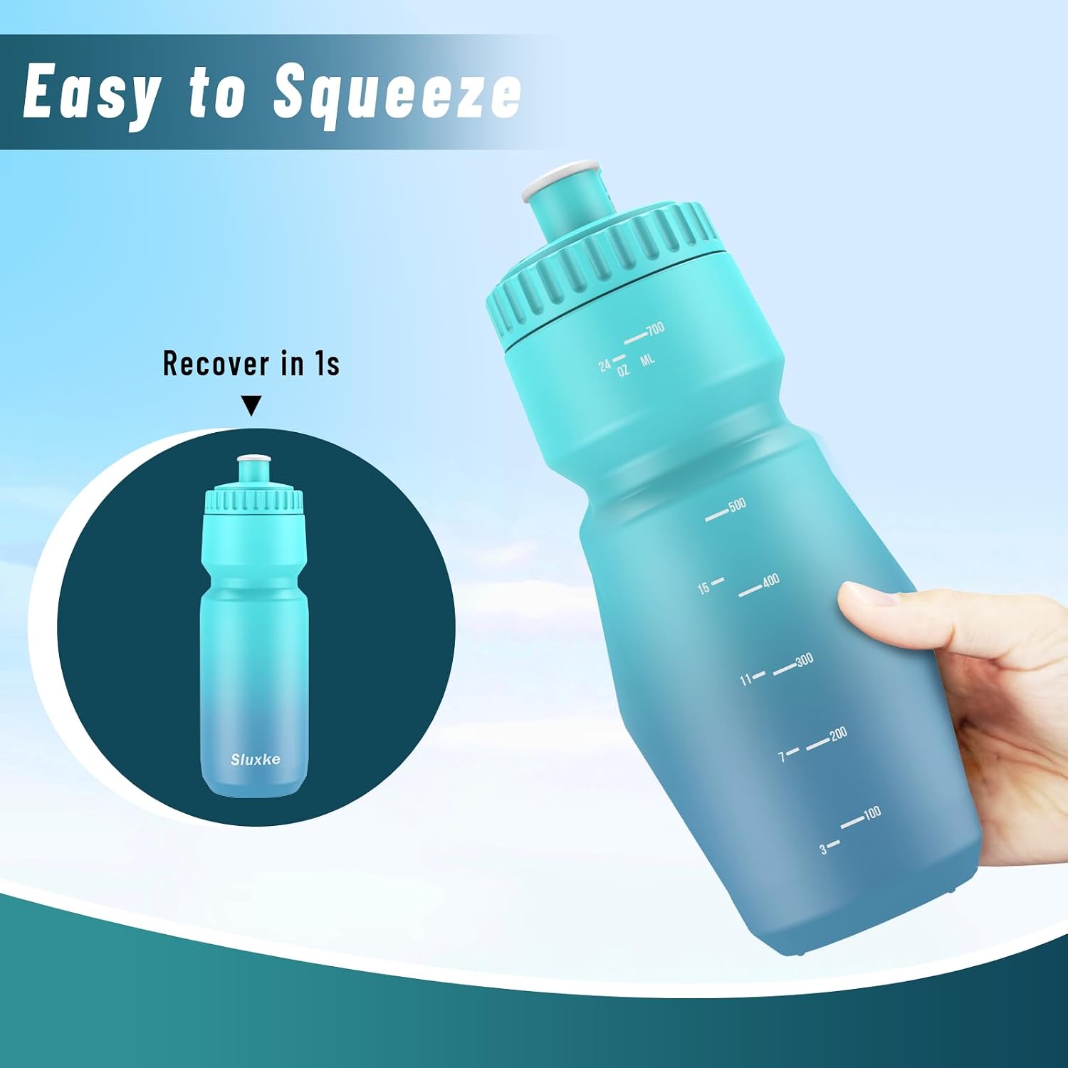 Detalle de SLUXKE BBOTTLE03 24 oz Cycling Water Bottle 2-Pack, BPA-Free PP5