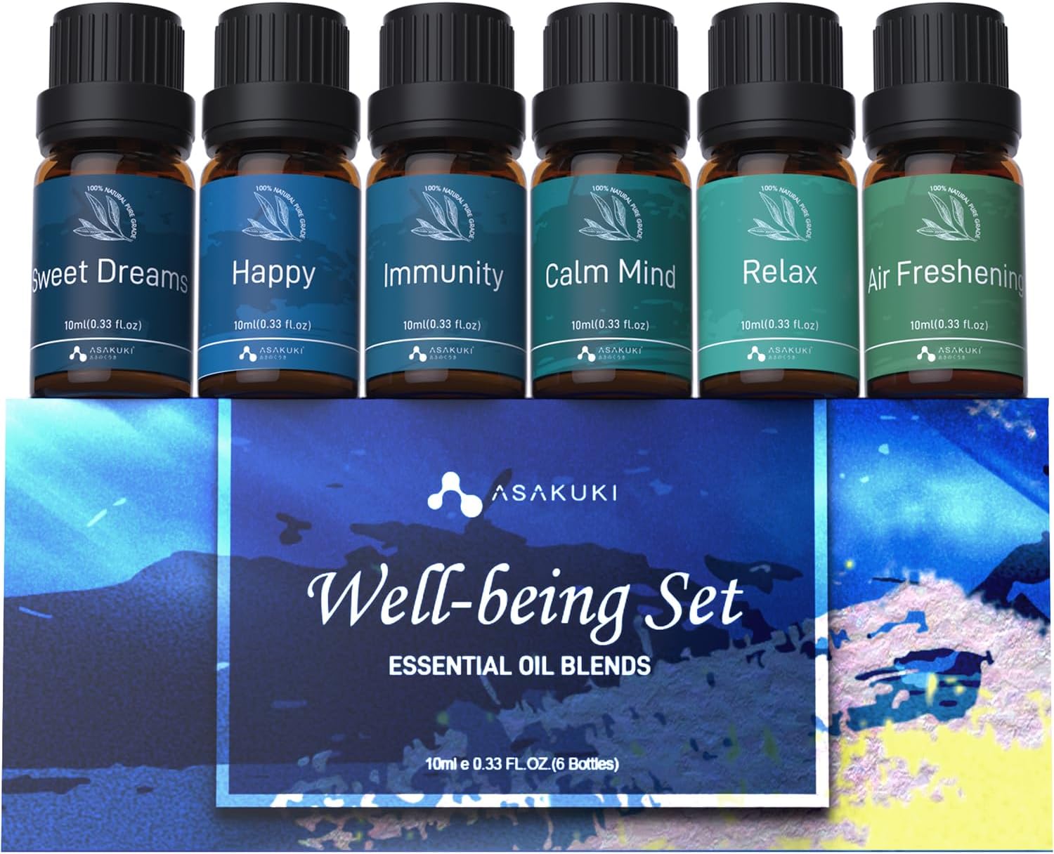 Detalle de ASAKUKI Essential Oil Blends Gift Set 6x10ml