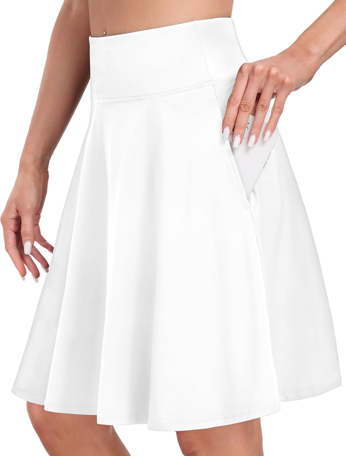 Detalle de Desol 50cm Tennisrock Damen mit Hose Knielang – 2-in-1 Rock mit verstellbarem Gürtel und Mehrfachtaschen