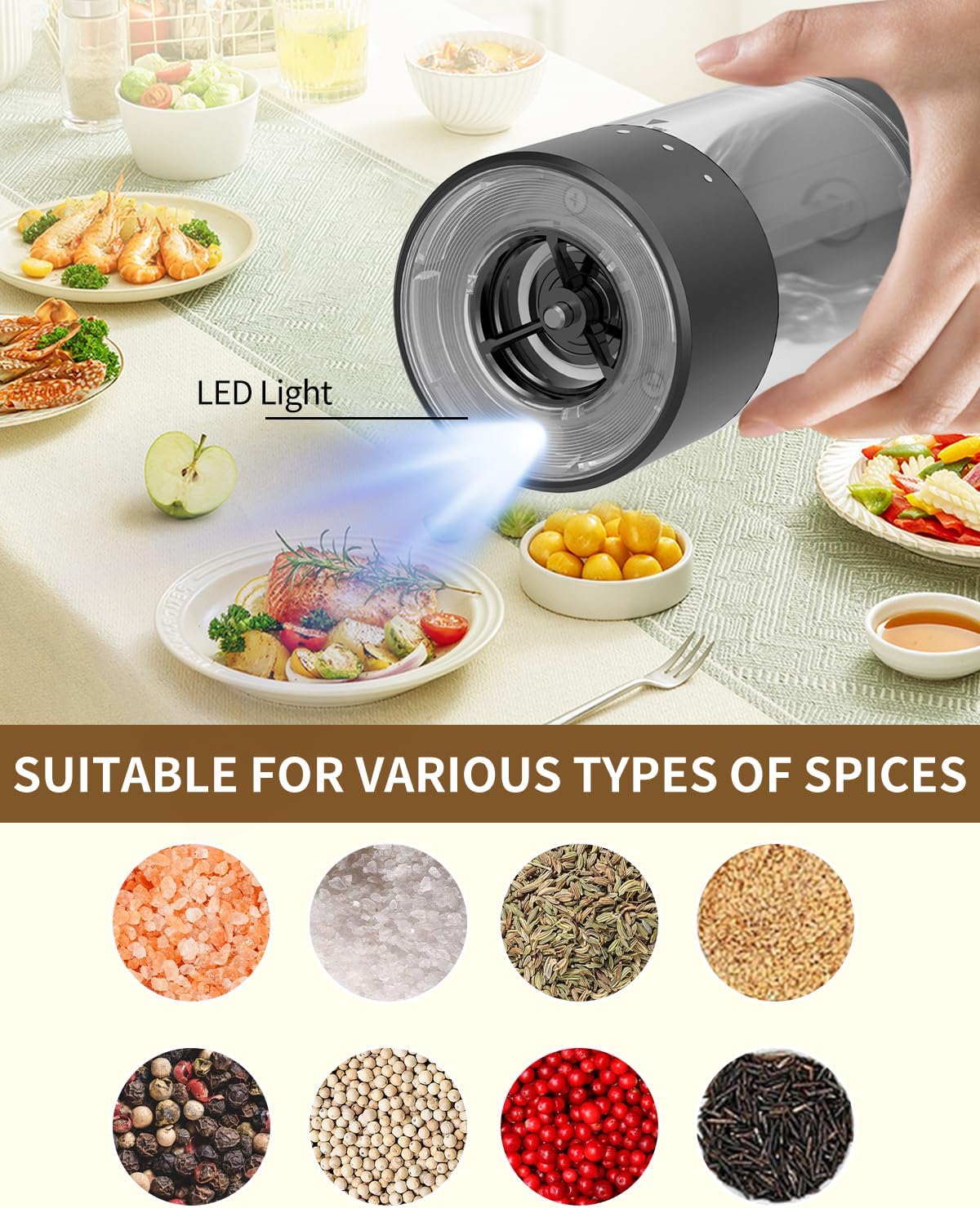 Thumbnail 5 de CIRCLE JOY Electric Salt and Pepper Grinder Set 95ml 🍽