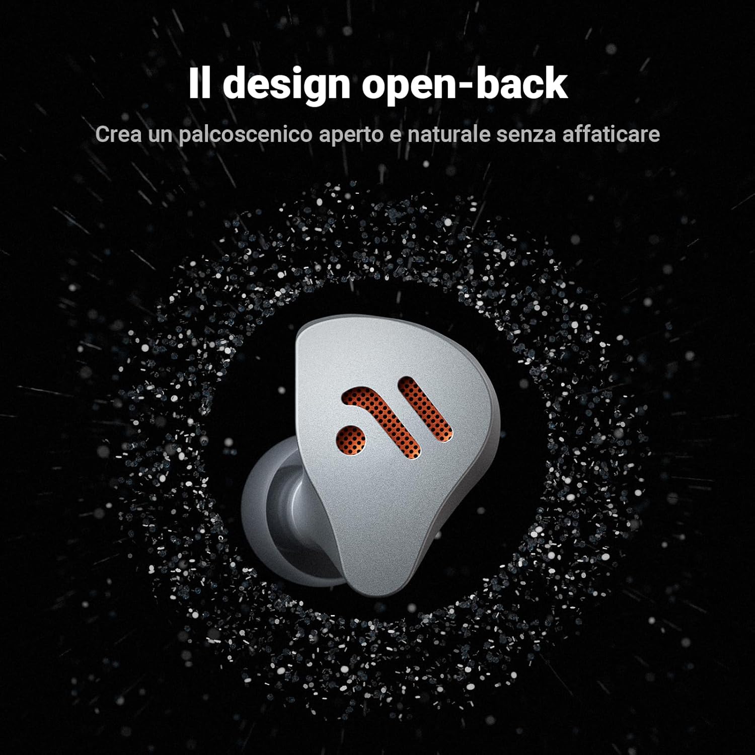 Detalle de Fosi Audio IM4: auricolari HiFi IEM con struttura aperta e driver in berillio da 10 mm