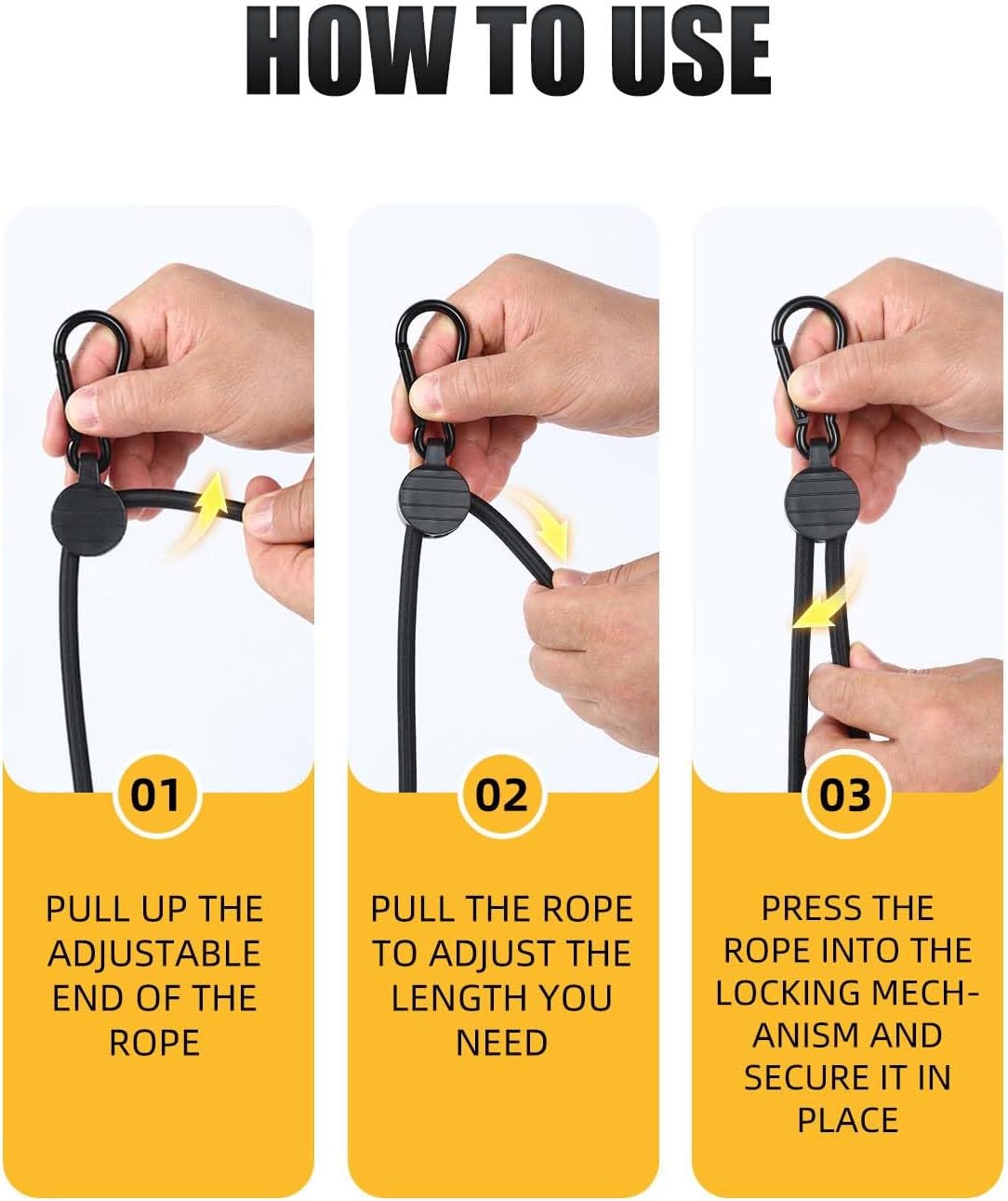 Detalle 2 de Adjustable Bungee Cords 10–48 in 6-Pack