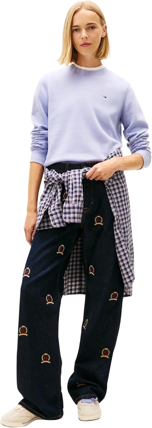 Detalle de Tommy Jeans Donna Pullover con Collo Rotondo – comfy e stile senza sforzo