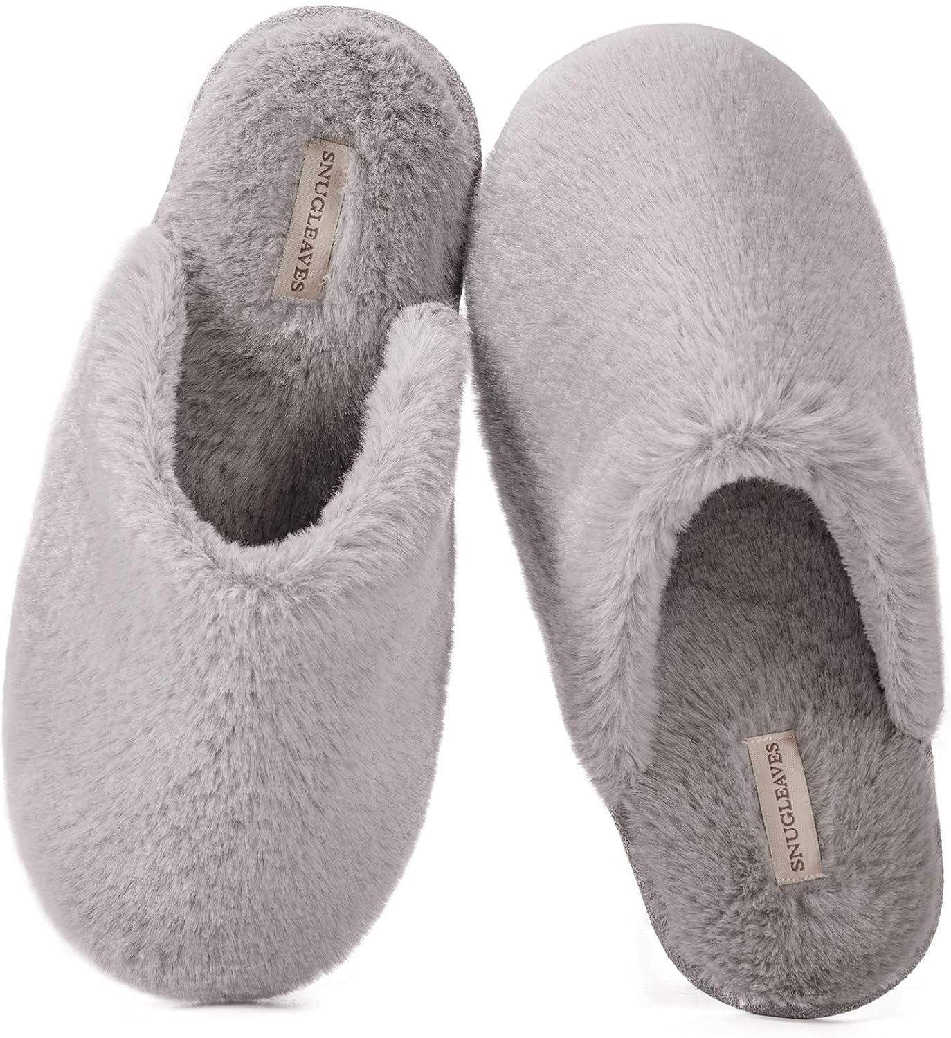 Detalle de Snug Leaves Damen Flauschige Hausschuhe mit Memory Foam