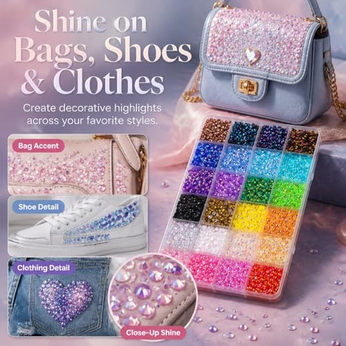 Thumbnail 1 de SwanQueen 24 Colours Bedazzling Kit with Glues, Rhinestone Set for Crafts & Nails