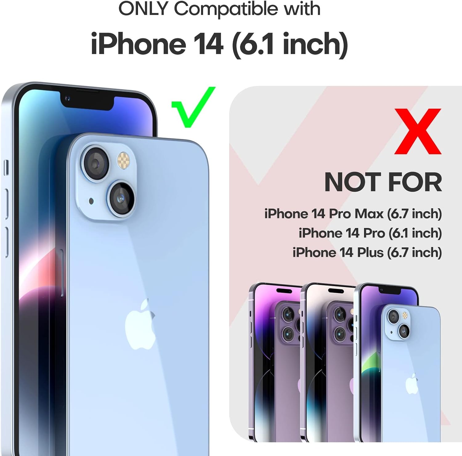 Detalle 2 de TAURI 3-in-1 Magnetic Case for iPhone 14 (Clear) with MagSafe + 2 Screen Protectors