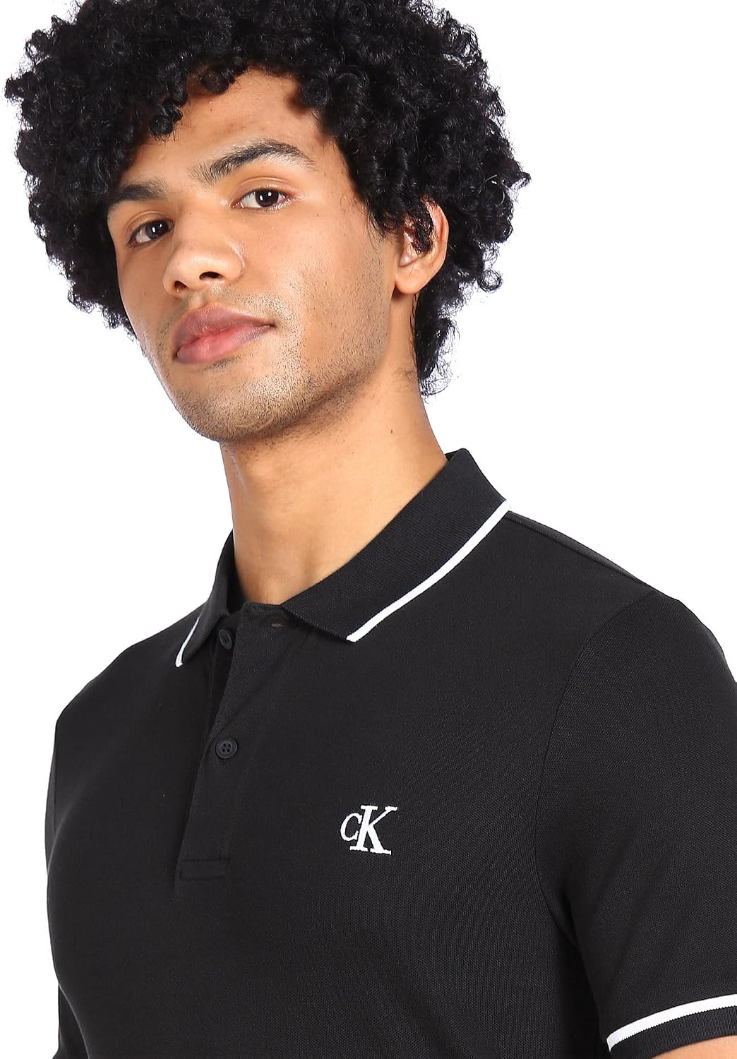 Thumbnail 4 de Calvin Klein Jeans J30J315603 Men’s Slim Tipping Polo Shirt, Black, XS