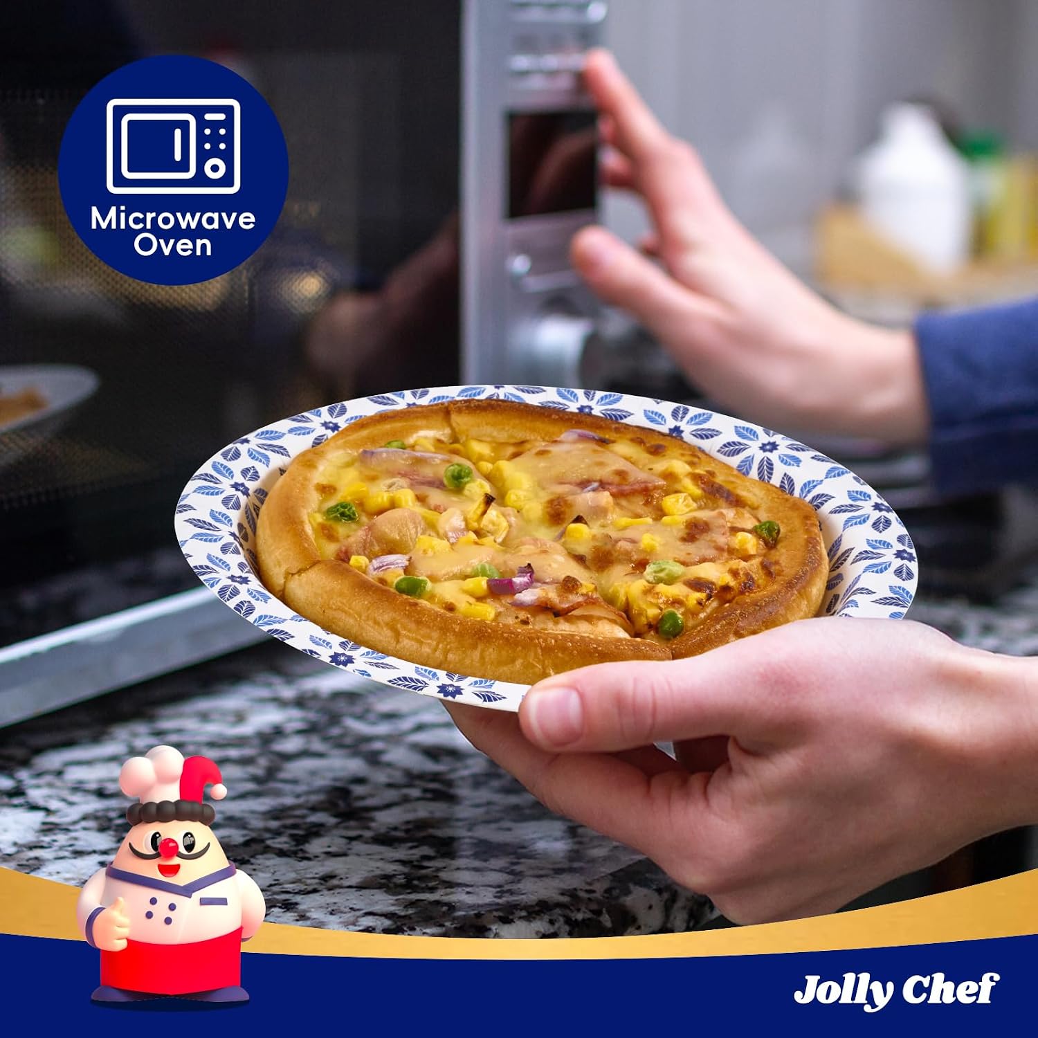 Detalle de JOLLY CHEF 10-Inch Disposable Paper Plates (140 Count) – Soak Proof & Cut-Resistant