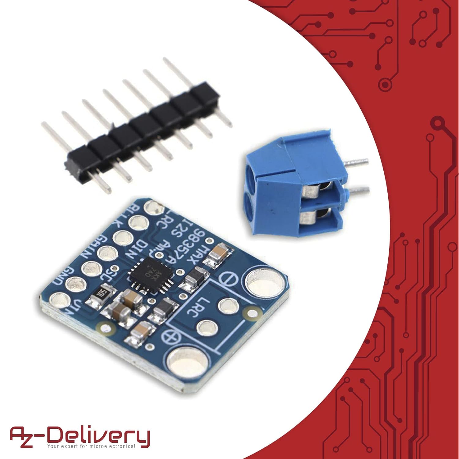 Detalle de AZDelivery MAX98357A — module d’amplificateur mono I2S 3W de classe D